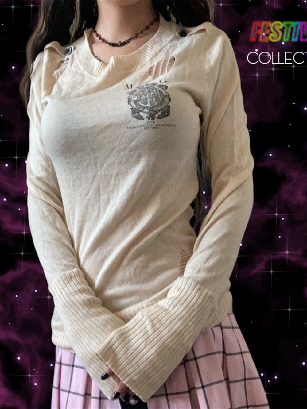 Vintage Cybery2k Grunge Morphine Generation Distressed Silk Longsleeve